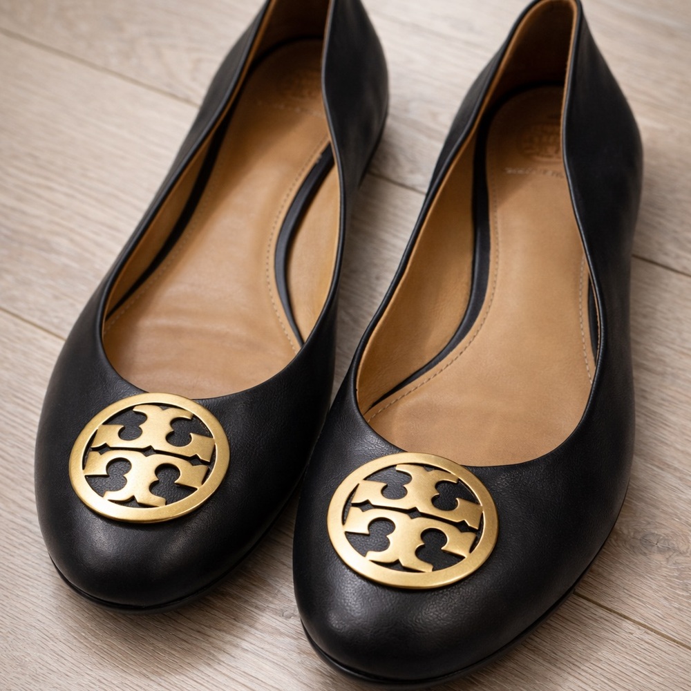 Tory Burch Black Loafers with Gold Accent